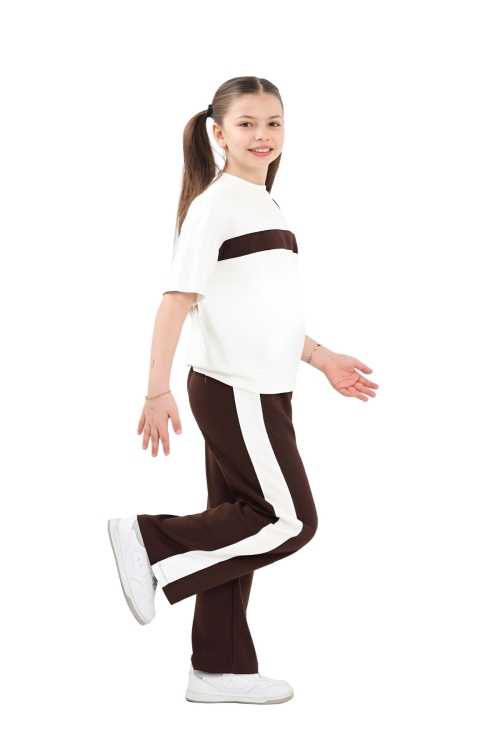 Kız Çocuk Garnili ve Fiyonk Detaylı Alt -Üst Takım 7-12 Yaş 12573