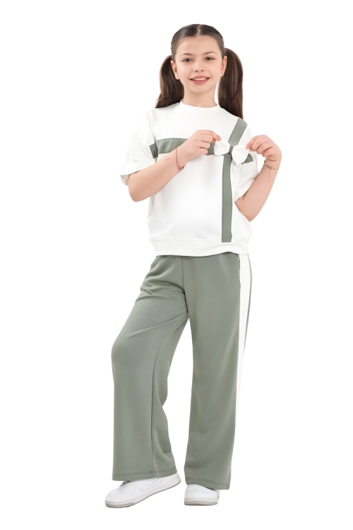 Kız Çocuk Garnili ve Fiyonk Detaylı Alt -Üst Takım 7-12 Yaş 12573