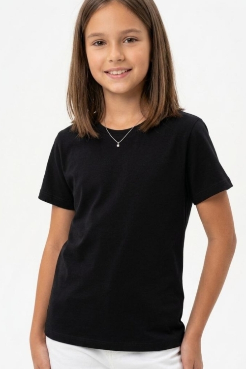 Kız Çocuk Geniş Kalıp Basic T-Shirt 6-14 Yaş 12691DS