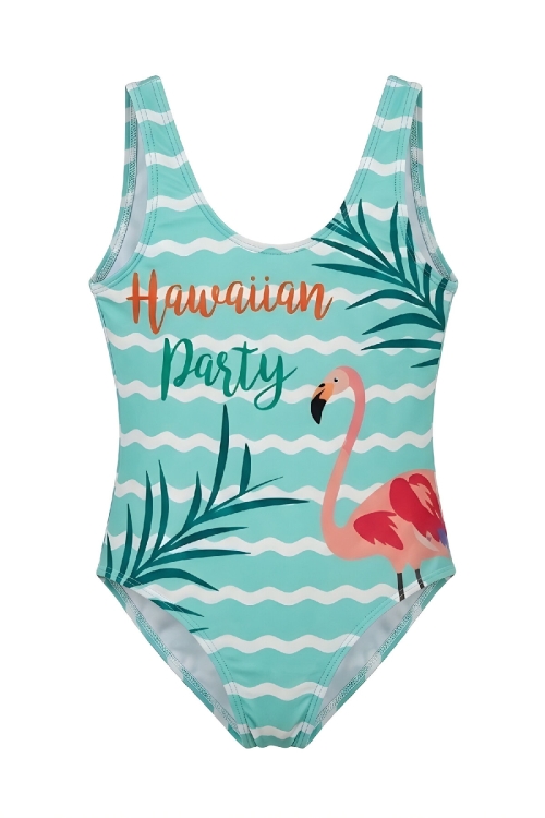 Kız Çocuk Mayokini - Görsel Desenli-2-6 Yaş 12616N