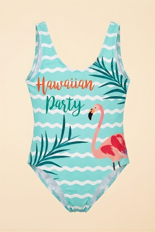 Kız Çocuk Mayokini - Görsel Desenli-2-6 Yaş 12616N