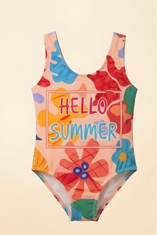 Kız Çocuk Mayokini - Görsel Desenli-2-6 Yaş 12616N