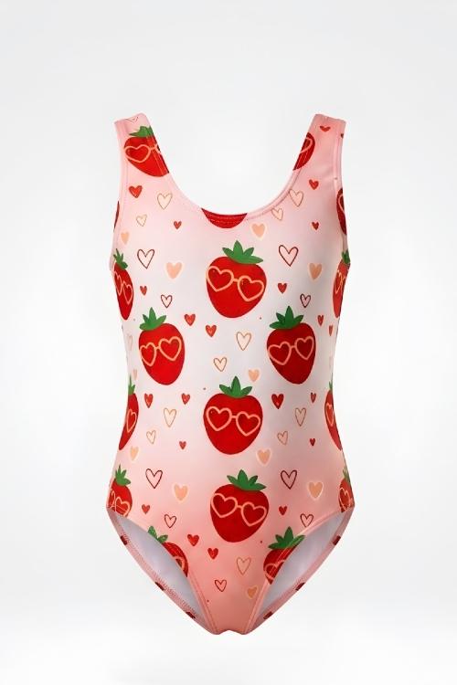 Kız Çocuk Mayokini - Görsel Desenli-2-6 Yaş 12616N