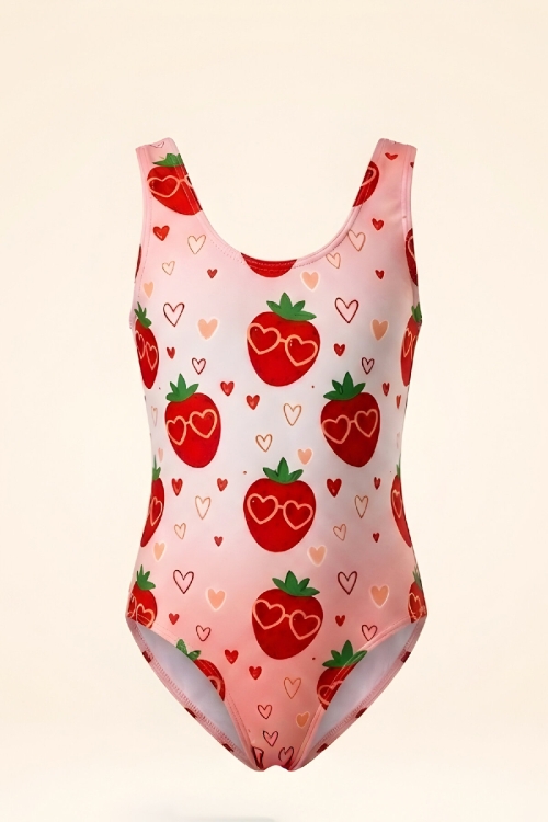 Kız Çocuk Mayokini - Görsel Desenli-2-6 Yaş 12616N