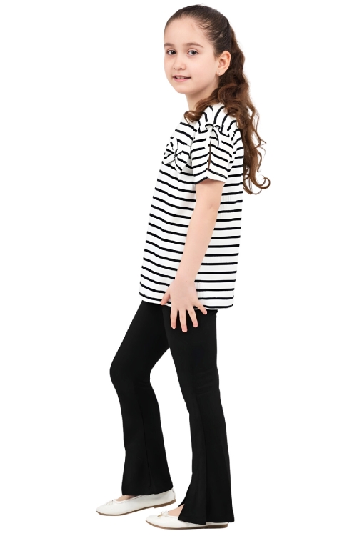 Kız Çocuk Omuz Panel ve Bağlama Detaylı Alt-Üst Takım 4-8 Yaş 12575