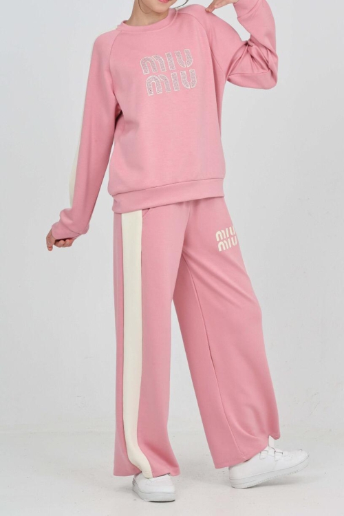 Kız Çocuk Oysho Kumaş Şerit Garni Detaylı Alt-Üst Takım 12302