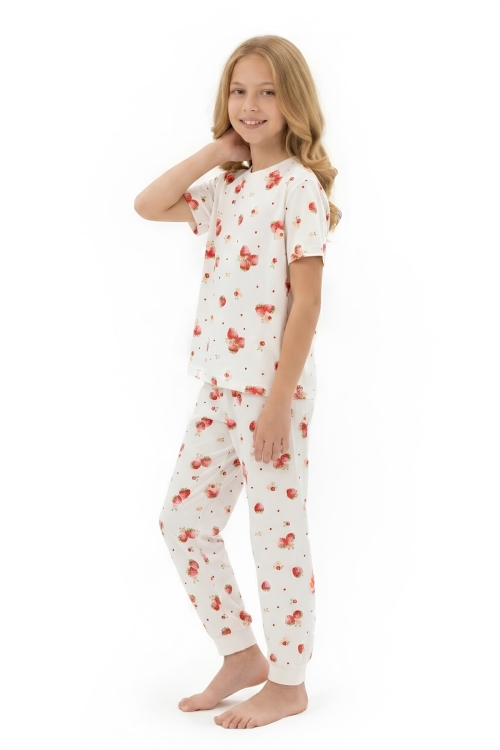 Kız Çocuk Pijama Takımı %100 Pamuk 3-13 Yaş 12714IS