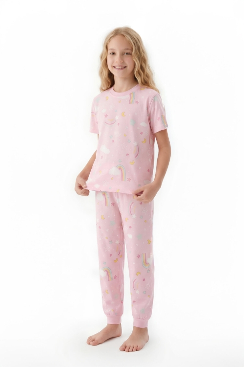 Kız Çocuk Pijama Takımı %100 Pamuk 3-13 Yaş 12714IS