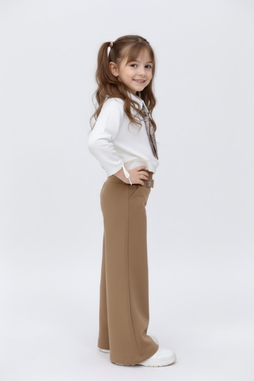 Kız Çocuk Saten Fular Detaylı Alt-Üst Takım 4-14 Yaş 12518HC