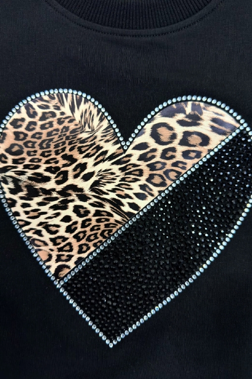 Kız Çocuk Taş İşlemeli Flexi Baskılı 2 İplik Alt-Üst Takım-5-12 Yaş 12464