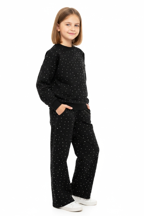 Kız Çocuk Taş Süslemeli 2 İplik Alt-Üst Takım 4-12 Yaş 12514