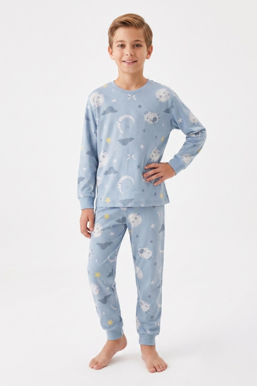 Erkek Çocuk %100 Pamuk Pijama Takımı 3-13 Yaş 12734IS