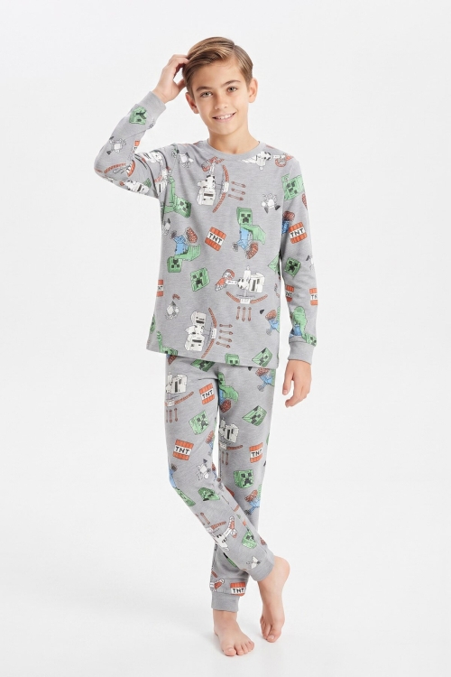 Erkek Çocuk %100 Pamuk Pijama Takımı 3-13 Yaş 12734IS