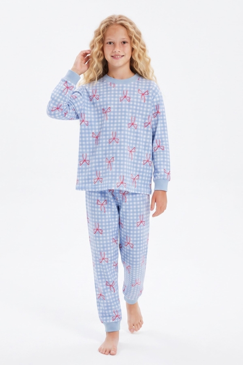 Kız Çocuk %100 Pamuk ve Baskılı Pijama Takımı 3-13 Yaş 12738IS