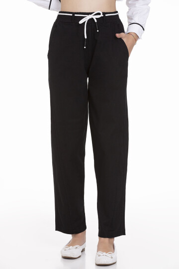 Kız Çocuk Beli Lastikli ve Kordonlu Gabardin Pantolon px452.1
