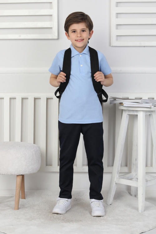 Erkek Çocuk %100 Pamuk Okul Tarz T-Shirt 5-13 Yaş 12273