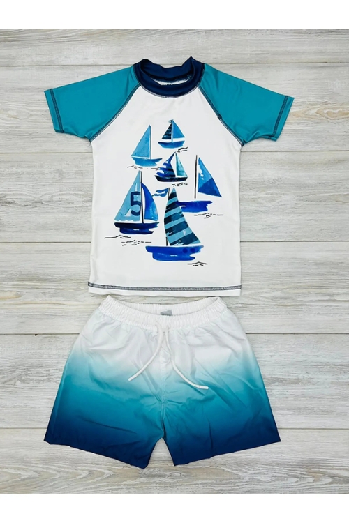 Erkek Çocuk 2li  Mayo Takımı (Şort-Tişört) 3-10 Yaş 12217