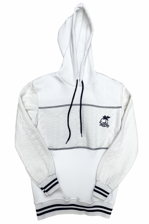 Erkek Çocuk 3 İplik Garni Örme Desenli Kapüşonlu Sweatshirt 12334