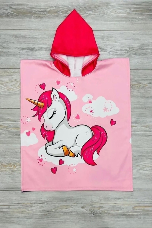 Kız Çocuk Panço Havlu (Plaj+Havuz+Banyo) 12210