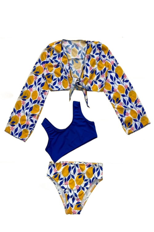 Kız Çocuk Pareolu 3lü Mayo Takımı (Alt+Üst+Pareo) 3-10 Yaş 12264