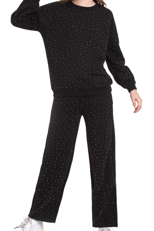 Kız Çocuk Taş Süslemeli Alt-Üst Takım-3 İplik 4-12 Yaş 12370