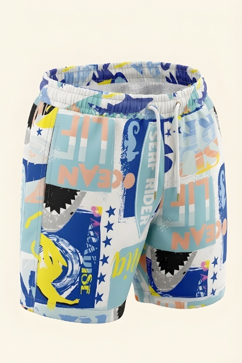 Erkek Çocuk Deniz&Havuz Şortu-Fermuar Cepli 4-15 Yaş 12614B