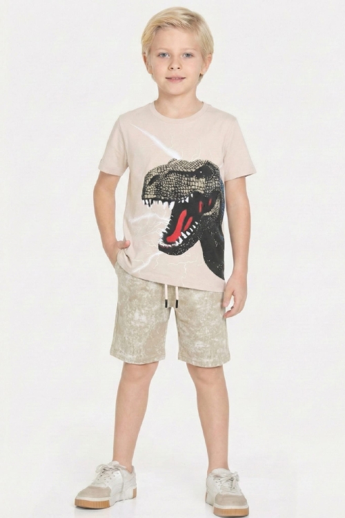 Erkek Çocuk Dinazor Görselli  Kaprili Alt-Üst Takım 3-10 Yaş 12553