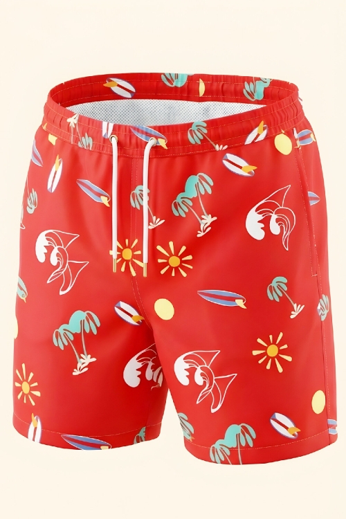 Erkek Çocuk Fermuar Cepli ve Desenli Deniz&Havuz Şortu 4-15 Yaş 12613B