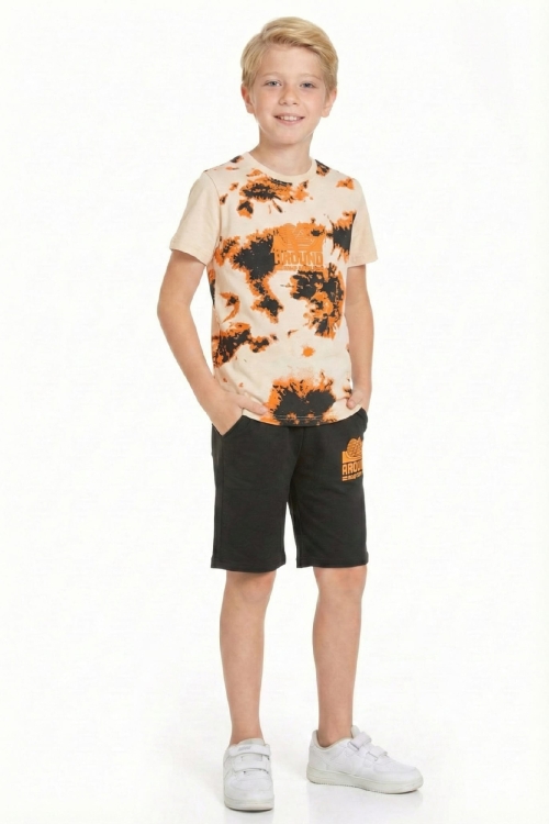 Erkek Çocuk Görsel Tasarımlı ve Kaprili Alt-Üst Takım 3-10 Yaş 12554