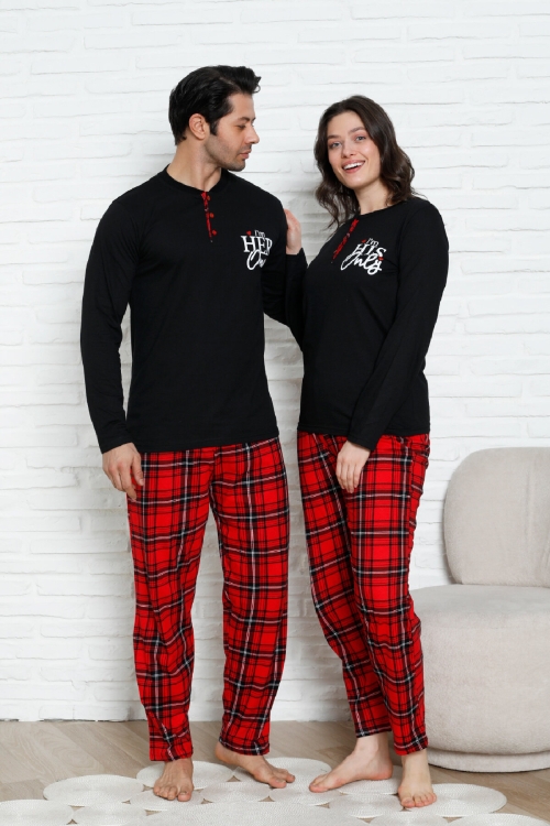 Erkek Pijama Takımı - Ekose Altlı- Eş Versiyonlu -12580