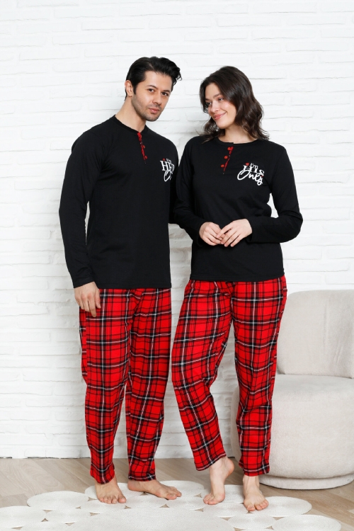 Kadın Pijama Takımı - Ekose Altlı- Eş Versiyonlu -12581