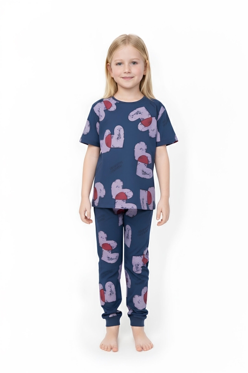 Kız Çocuk %100 Pamuk ve Baskılı Pijama Takımı 3-8 Yaş 12720IS