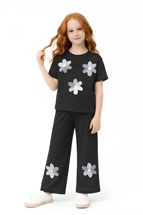 Kız Çocuk Bürümcük Kumaş Alt-Üst Takım 3-12 Yaş 12568