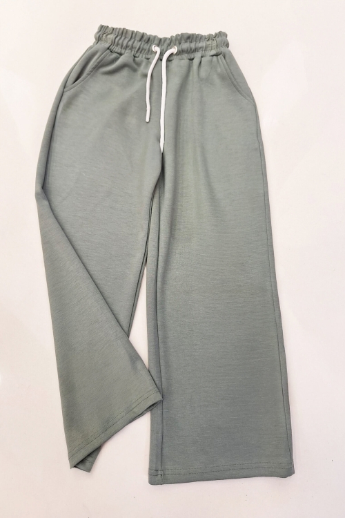 Kız Çocuk Doble Face Kumaş Geniş Paça Eşofman Alt 12683