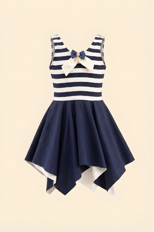 Kız Çocuk Elbise Mayo-İç Mayolu ve Fiyonk Broşlu 3-12 Yaş 12597B