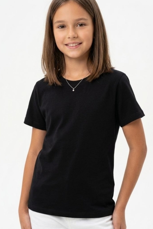 Kız Çocuk 2li T-Shirt Geniş Kalıp ve Basic 6-14 Yaş 12692DS
