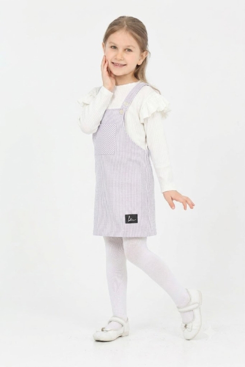 Kız Çocuk Salopet 2li Elbise (Salopet Elbise+Bady Bluz)12182