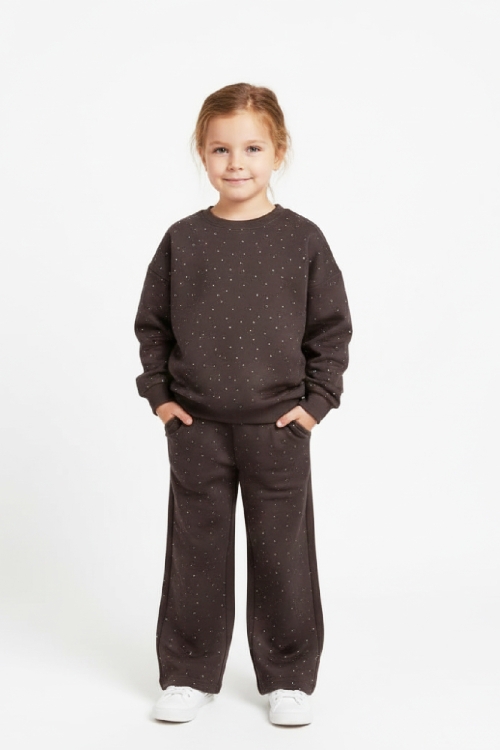 Kız Çocuk Taş Süslemeli 2 İplik Alt-Üst Takım 4-12 Yaş 12514