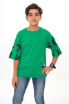 Erkek Çocuk Kol Yazı Baskılı T-Shirt 9-14 Yaş Lx7067
