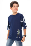 Erkek Çocuk Kol Yazı Baskılı T-Shirt 9-14 Yaş Lx7067