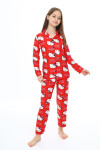 Kız Çocuk Kedi Baskılı Pijama Takımı 7-16 Yaş 0150