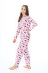 Kız Çocuk Kedi Baskılı Pijama Takımı 7-16 Yaş 0150