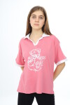Kız Çocuk Polo Yaka Garnili T-Shirt 9-14 Yaş Lx018