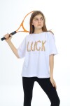 Kız Çocuk Tasarım Yazı Desenli T-Shirt 9-14 Yaş Lx038