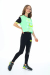 Kız Çocuk Taytlı-Crop-Bloklu-Alt-Üst Takım 9-14 Yaş 8006