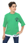 Erkek Çocuk Garni Detaylı Baskılı T-Shirt 9-14 Yaş Lx7083