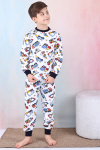 Erkek Çocuk İş Makineleri Baskılı Pijama Takımı 1-7 Yaş 12291