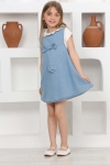 Kız Çocuk 2li Jean Elbise (Fiyonklu Jean Elbise+Bluz)12201