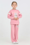 Kız Çocuk Double Face Kumaş Karakter Baskılı Geniş Paçalı Alt-Üst Takım 12299