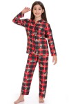 Kız Çocuk Ekose Desenli Pijama Takımı 12135